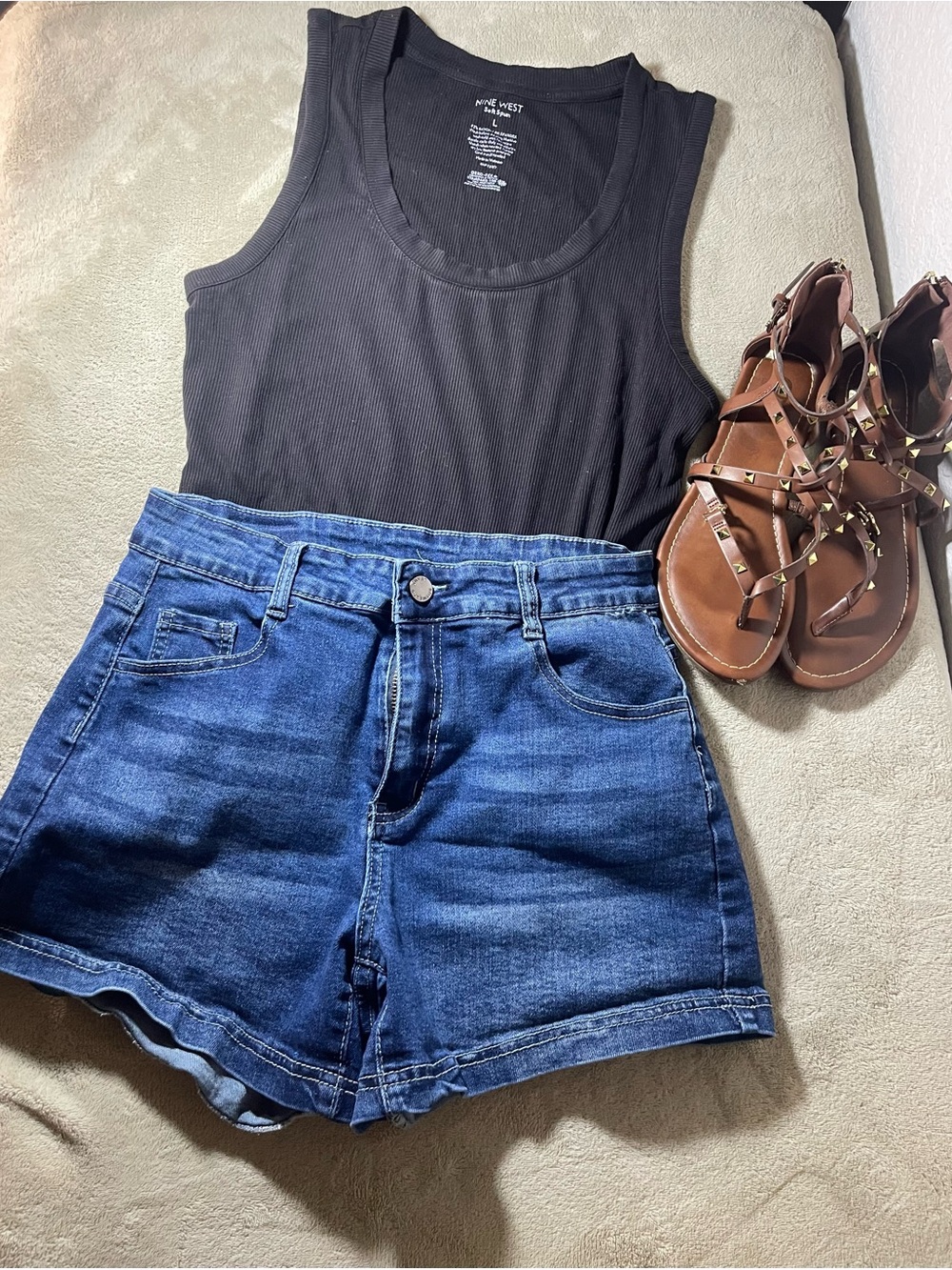 Nine West Black Ribbed Tank